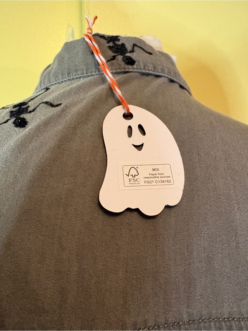 Jane and Delancey Gray Button-Down Shirt with Black Skeleton Print - Picture 9 of 12